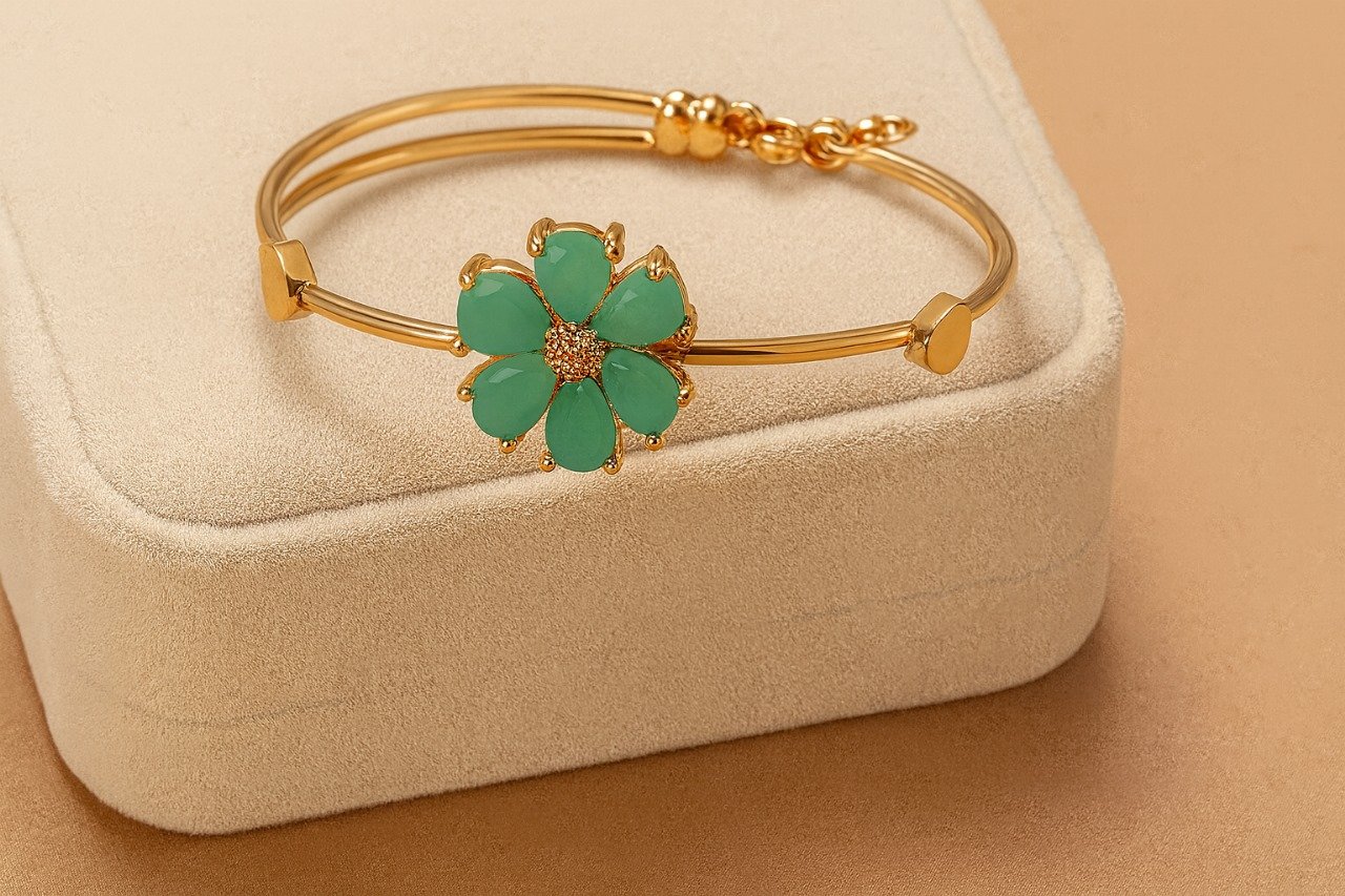 Emerald Bloom Floral Bangle
