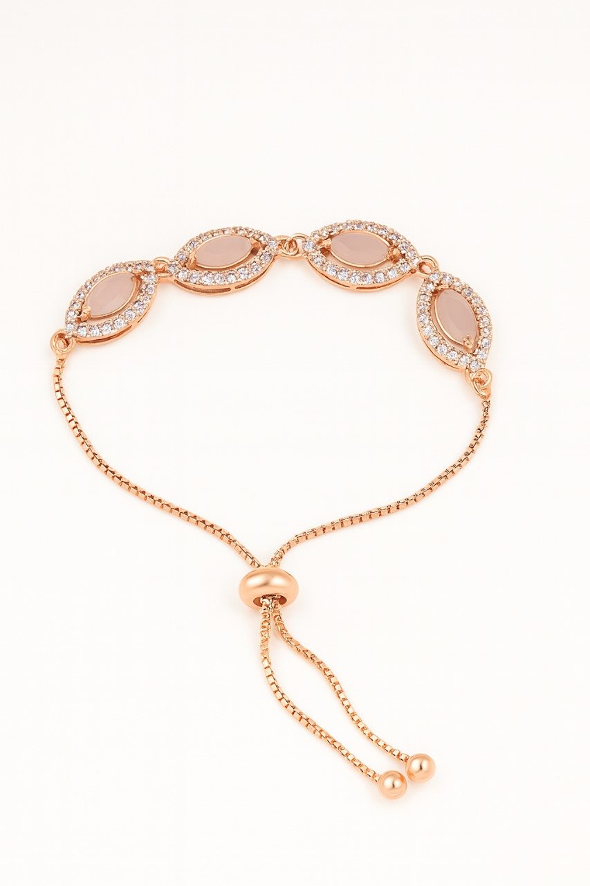 Rose Gold Marquise Charm Bracelet - Image 3