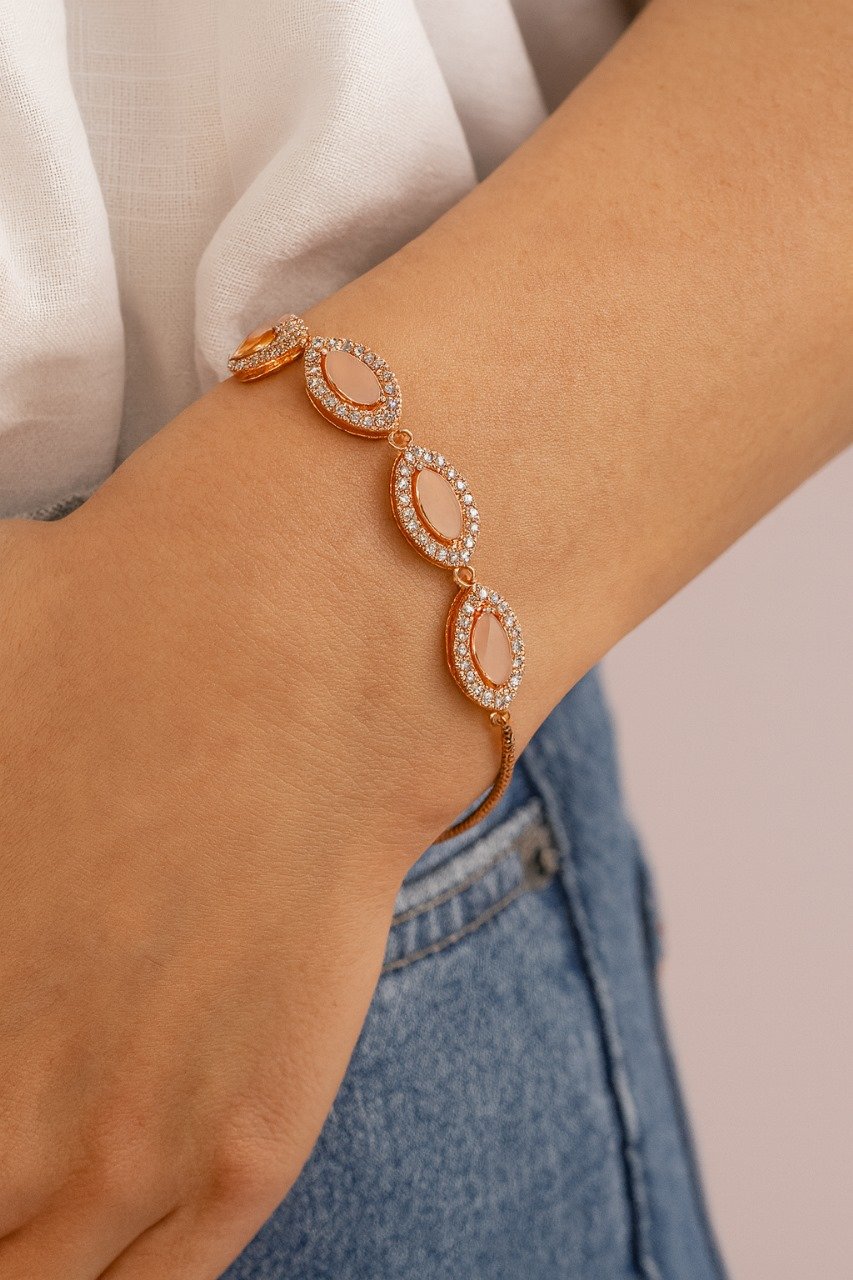 Rose Gold Marquise Charm Bracelet - Image 2