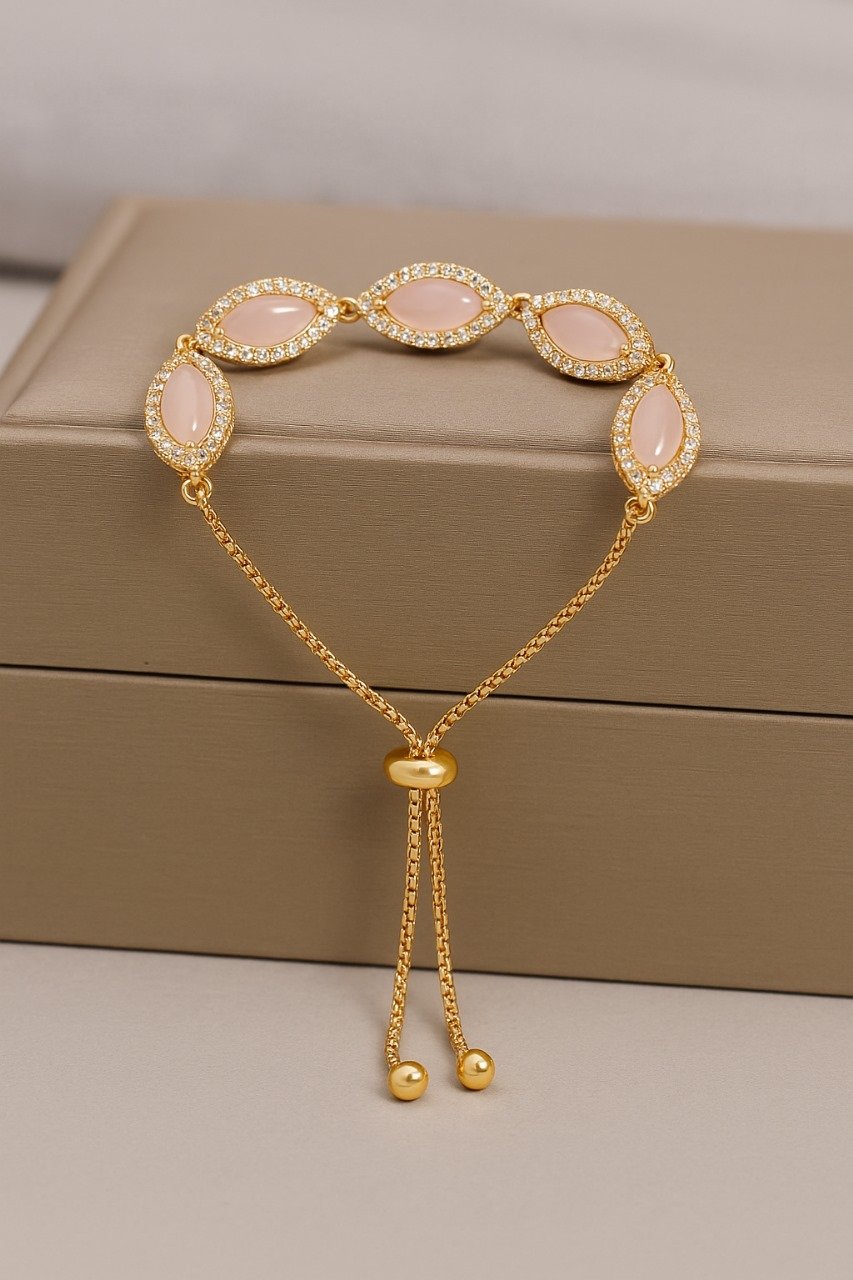 Rose Gold Marquise Charm Bracelet