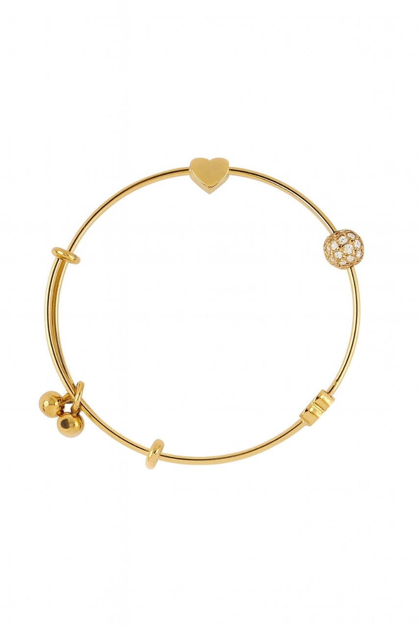 Golden Charm Heart Bangle