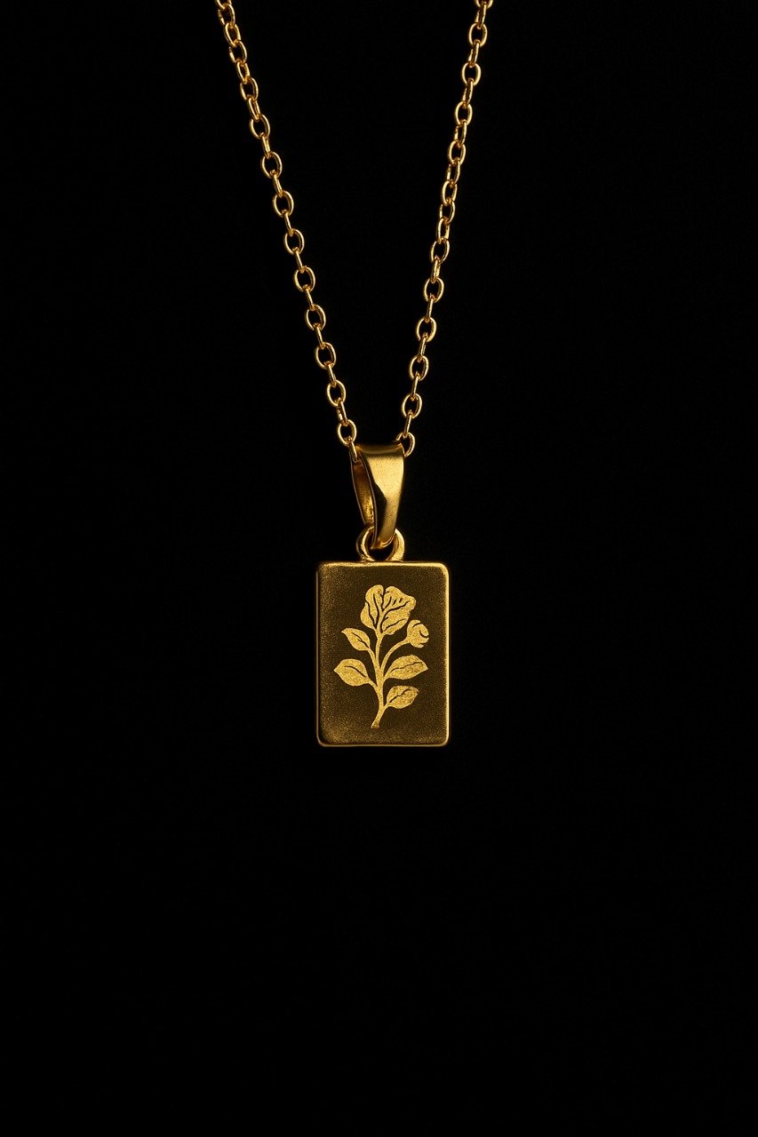 Floral Engraved Gold Pendant