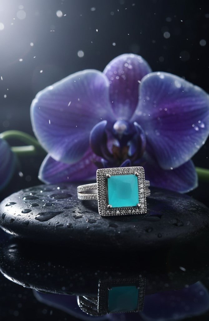 Ocean Glow Turquoise Halo Ring - Image 2