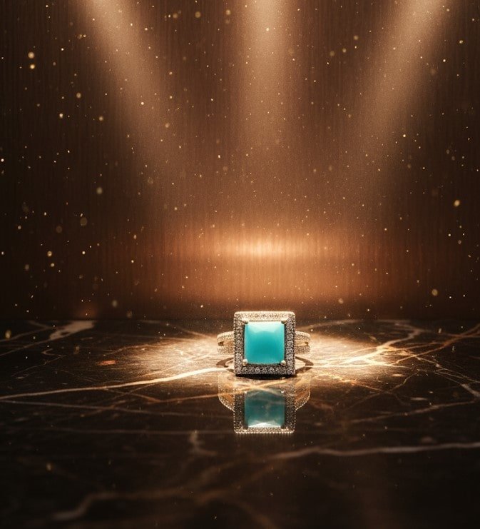 Ocean Glow Turquoise Halo Ring - Image 3