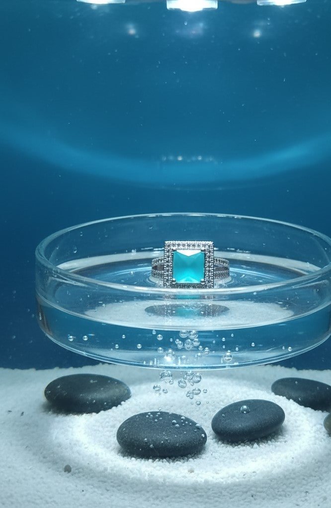 Ocean Glow Turquoise Halo Ring